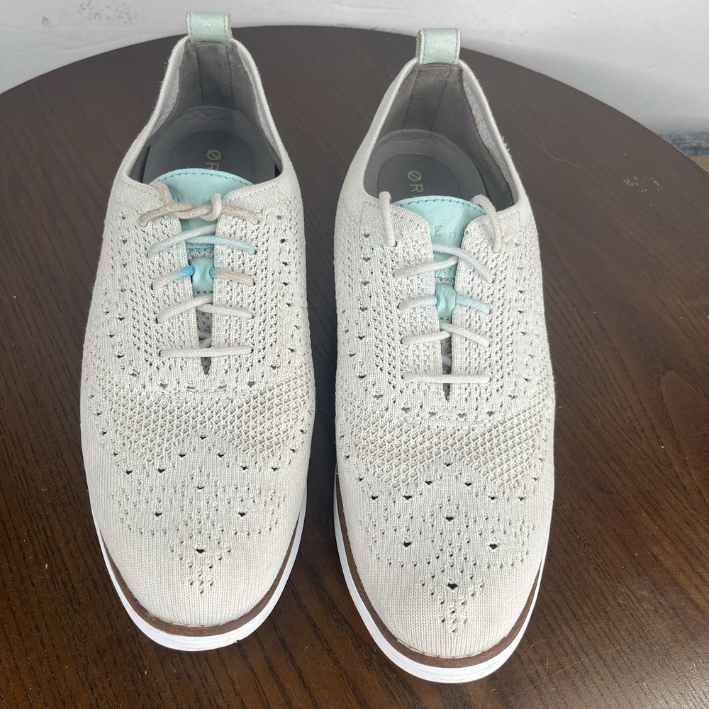 Cole Haan Original Shoes Women's 9 Gray Knit Stitchlite Wingtip Oxford Sneakers - Picture 7 of 16